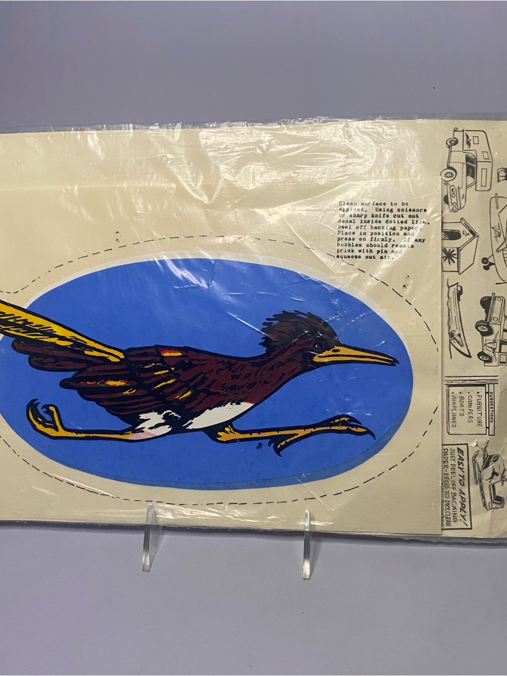 Rare Vintage Roadrunner Self Stick Decal Sticker - Sealed In Original Pkg